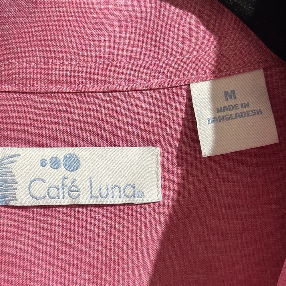 Cafe Luna Men Medium Pink Button Up Collard Shortsleeved Shirt - Picture 5 of 10